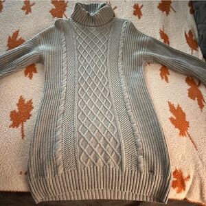 Grey turtleneck sweater dress